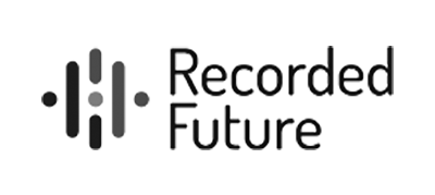 Recorded future logo in black and grey