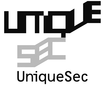 Uniquesec logo in black and grey