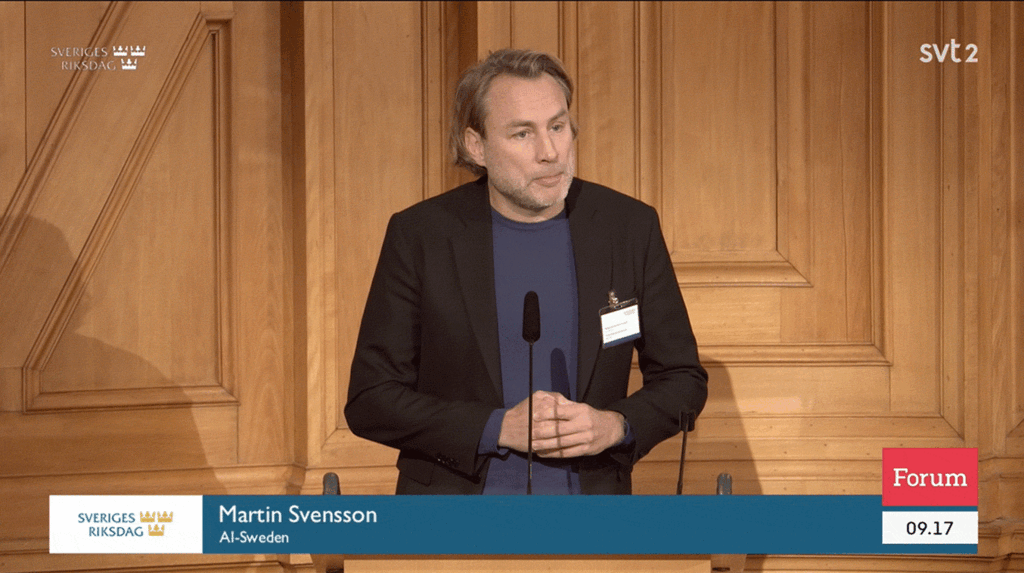 Screenshot from SVT Forum feat. Martin Svensson and Mikael Ljungblom speaking